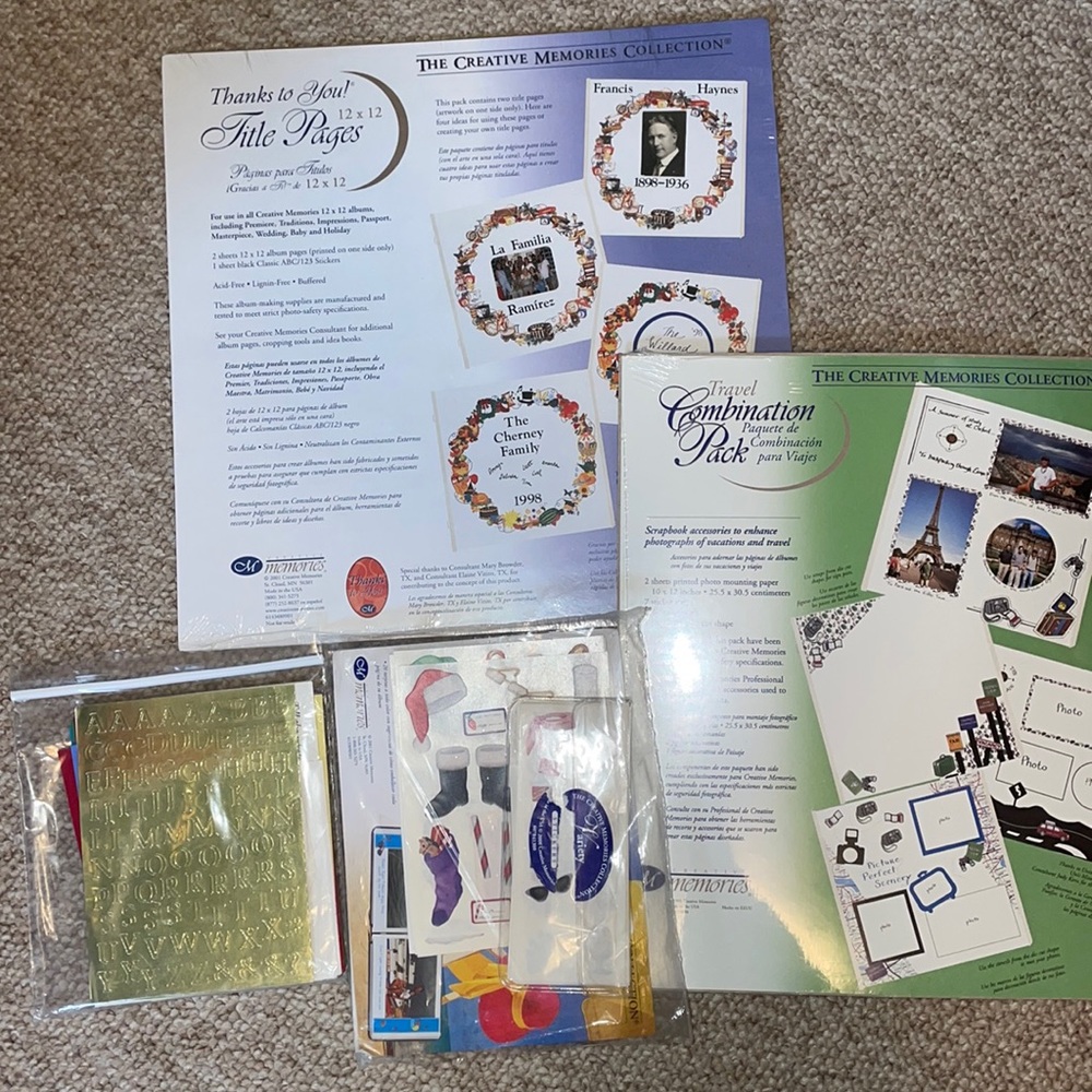 Creative Memories Title Pages, Travel Combo Pack & Assorted Stickers